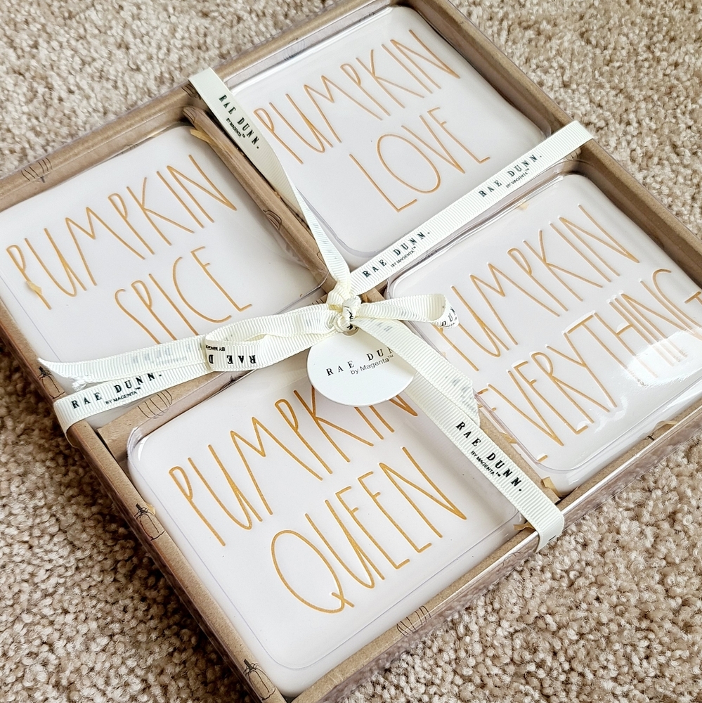 Rae Dunn "Pumpkin Spice" etc 4pcs Coasters 2020